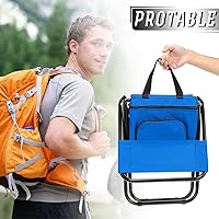Vista 2 de Jerify Silla de pesca de 2 piezas con bolsa enfriadora, taburete de pesca compacto plegable multifuncional, silla de caza, taburete portátil con Azul