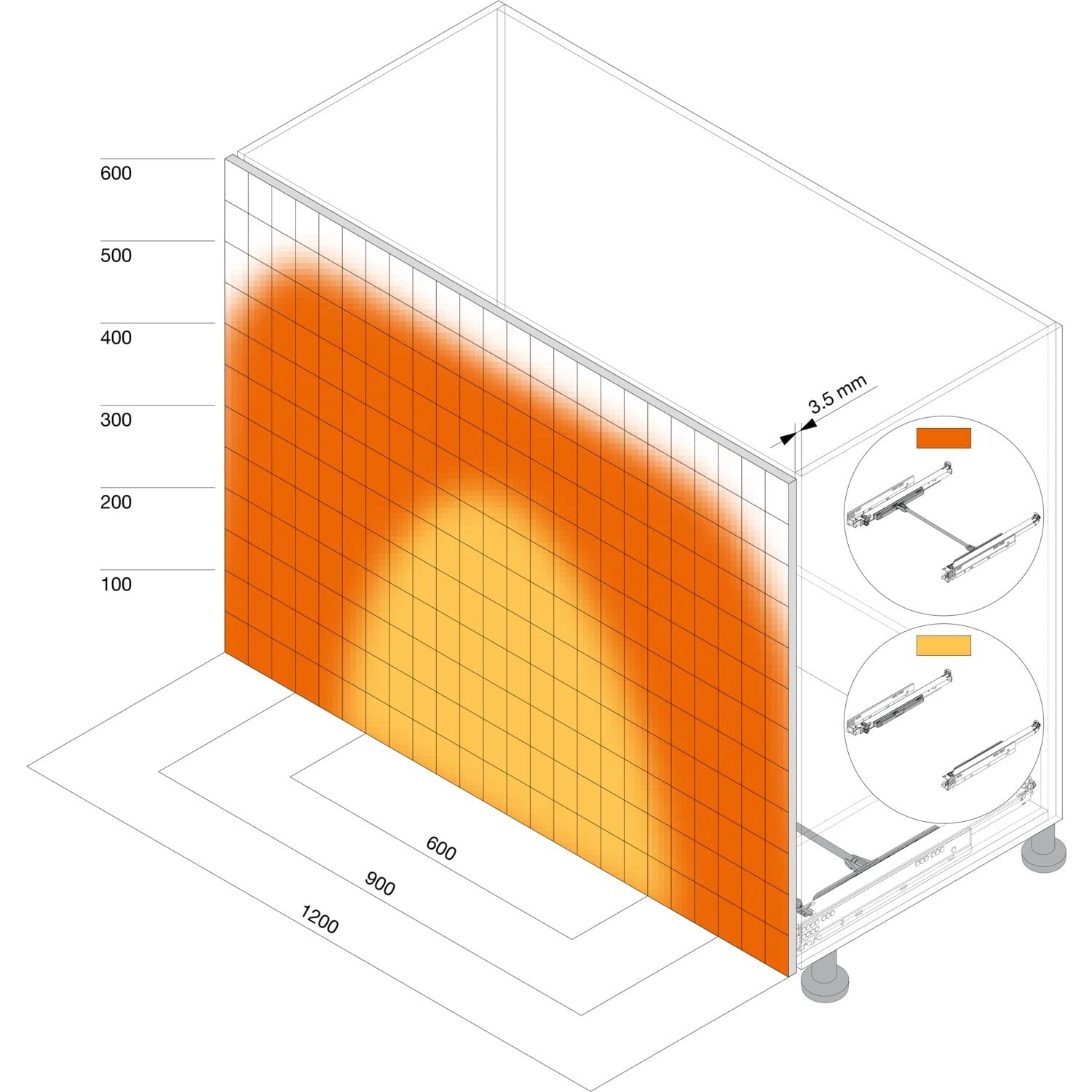 Blum Movento Tip On Blum Vollauszug 500 NL, Schubladenauszug bis 40kg belastbar, Unterbodenführung 760H5000T
