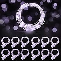 Vista 27 de AIKEI Paquete de 12 luces LED de hadas que funcionan con pilas, guirnaldas de luces impermeables de 7 pies, 20 luces LED de luciérnagas estrelladas