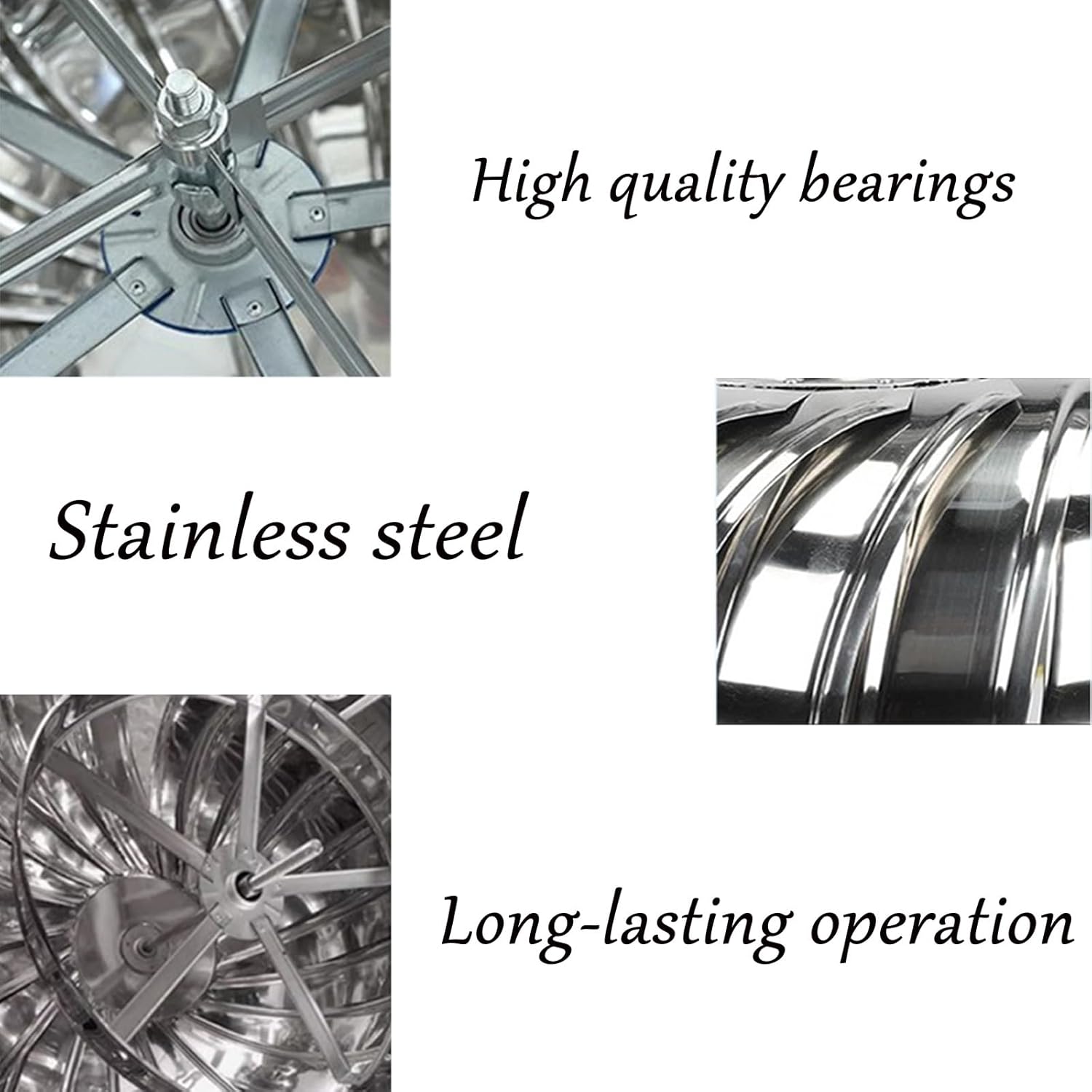 Vents Roof Ventilator, Ventilator, Nternally Braced Wind, Whirlybird, Stainless Steel Wall Air Vent, Venting Kit, for Ventilation and Exhaust(110mm)