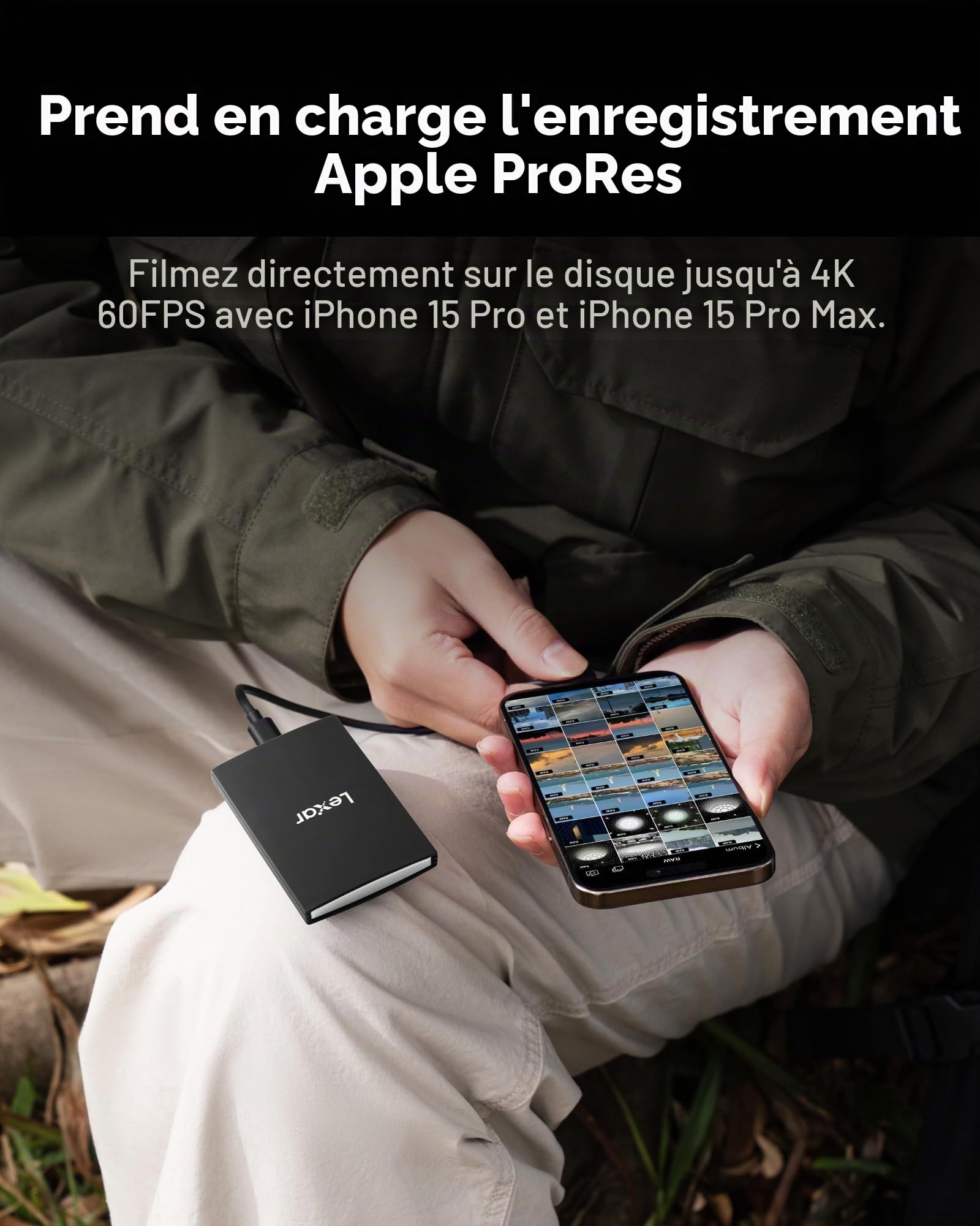 Lexar Armor 700 SSD Portable 4To, jusqu'à 2000 Mo/s en Lecture et écriture USB 3.2 Gen 2x2, SSD Externe IP66 résistant à l'eau et Poussière, Compatible avec Mac/PC, iPhone 15 Pro(LAR700X004T-RNBNG)