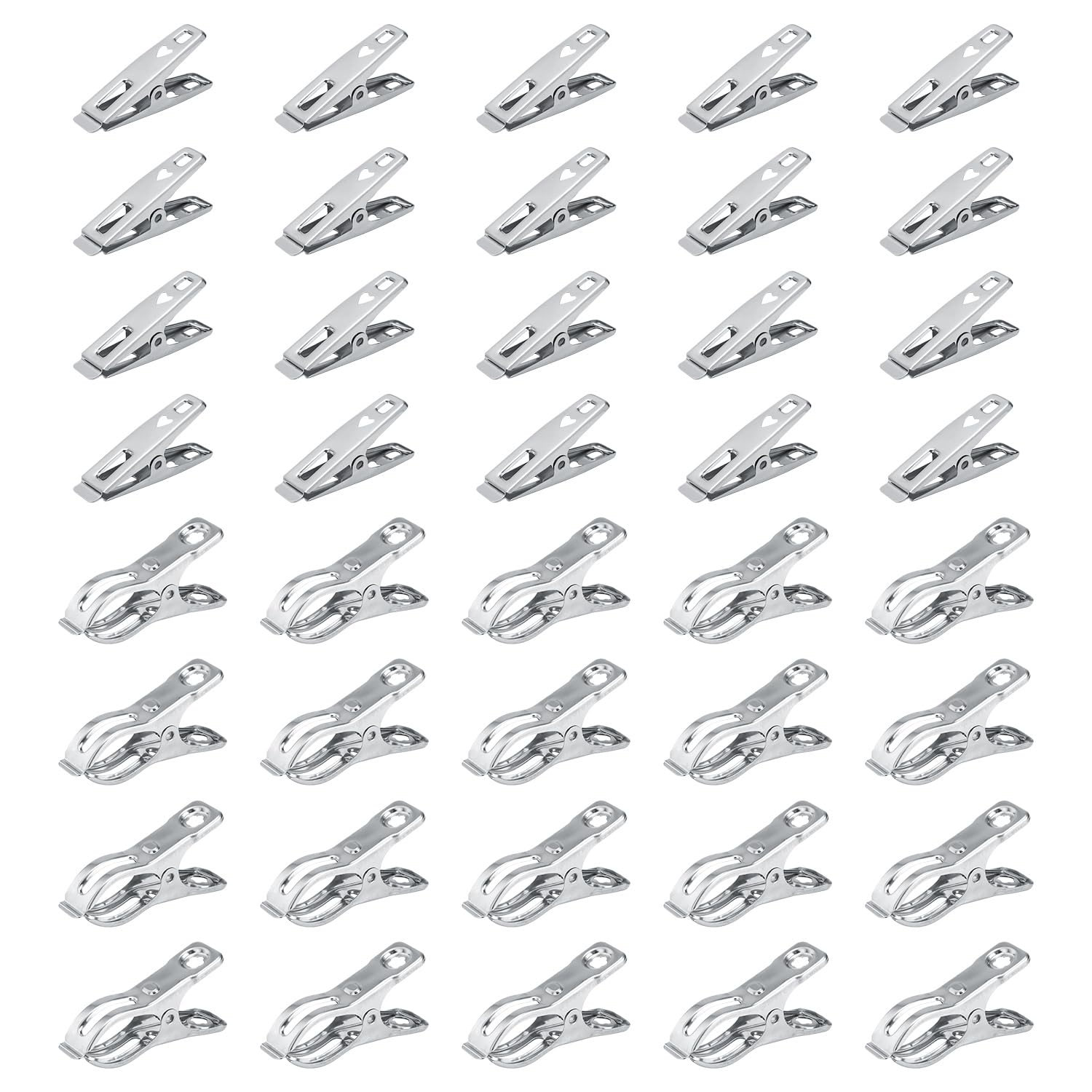 HASLED Pack of 40 Stainless Steel Pegs, Clothes Pegs, Pegs for Beach Towel, Ideal for Attaching Quilts, Clothes and More
