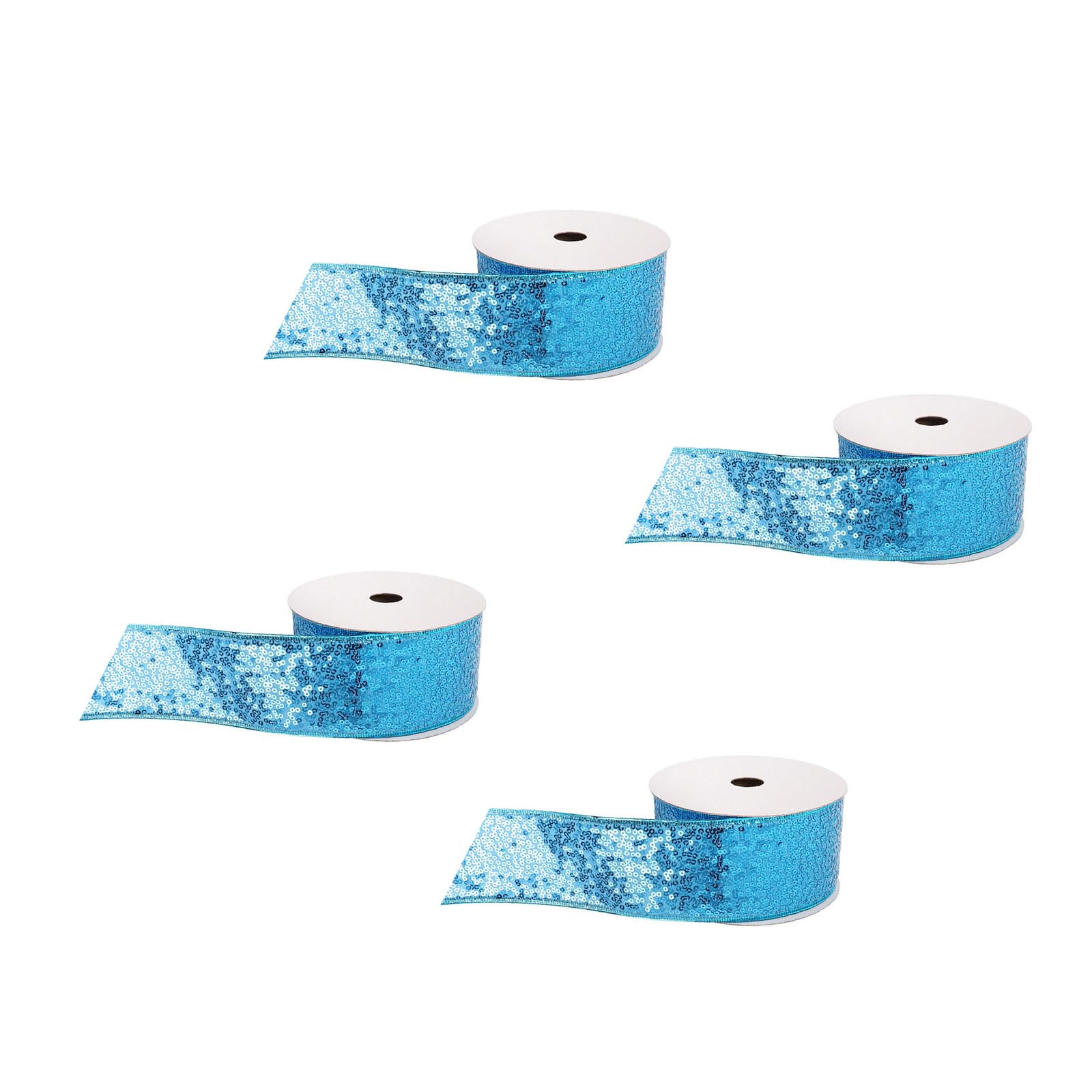 Buxuaaaa 4 Rolls Christmas Butterfly Bowknot Ribbon for Holiday Decoration Colorful Sequins Silk Ribbons Present Embellishment Craft Supplies