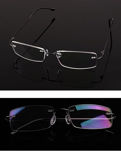 Vista 10 de Agstum Titanium Alloy Flexible Rimless Hinged Frame Optical Eyeglasses Frames