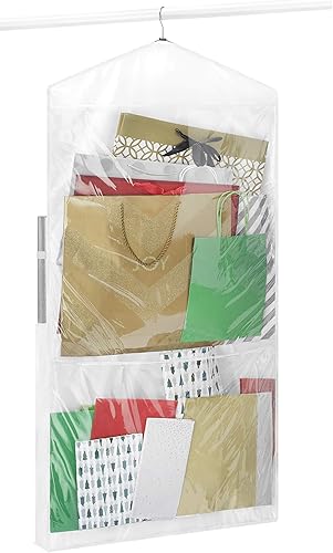 Whitmor Organizador de papel de regalo colgante de 2 caras, transparente