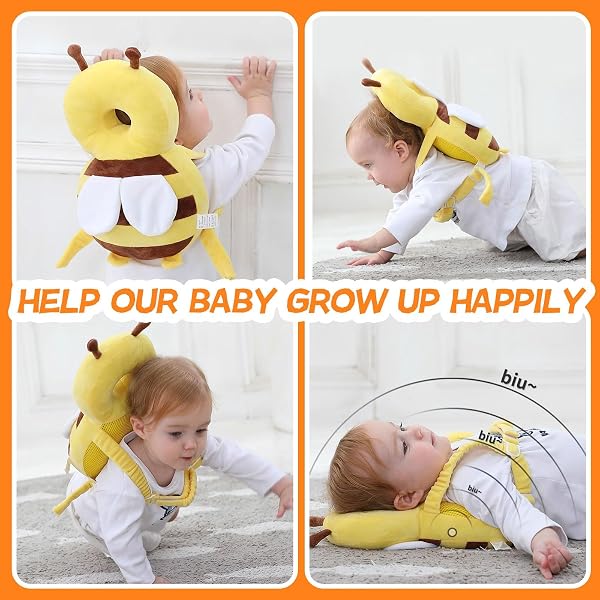 Bambebe Protezione Testa per Neonato Morbido Cuscino Anticaduta Bambino Proteggi Testa Bambini Regolabile Zaino Salva Testa Neonati Caschetto Primi Passi Zainetto Anticaduta Bambini(Ape) - 5