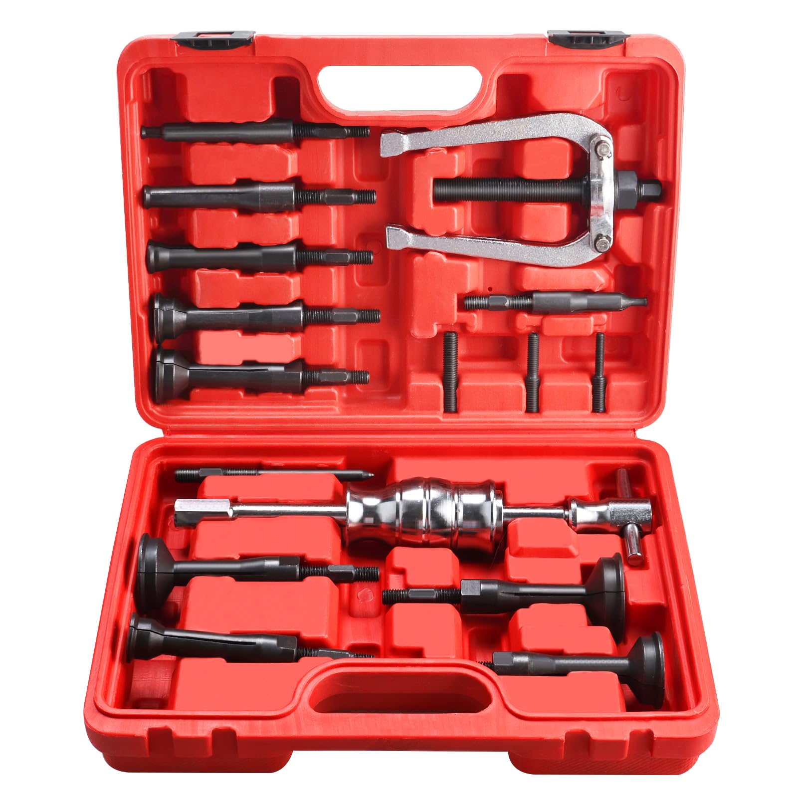 FreeTec 16 Piezas Extractor Rodamientos Internos, 8mm-58mm Extractor para Rodamientos Interior con Martillo Deslizante, Herramienta Extracción Rodamientos Internos para Coche Camión Motocicleta