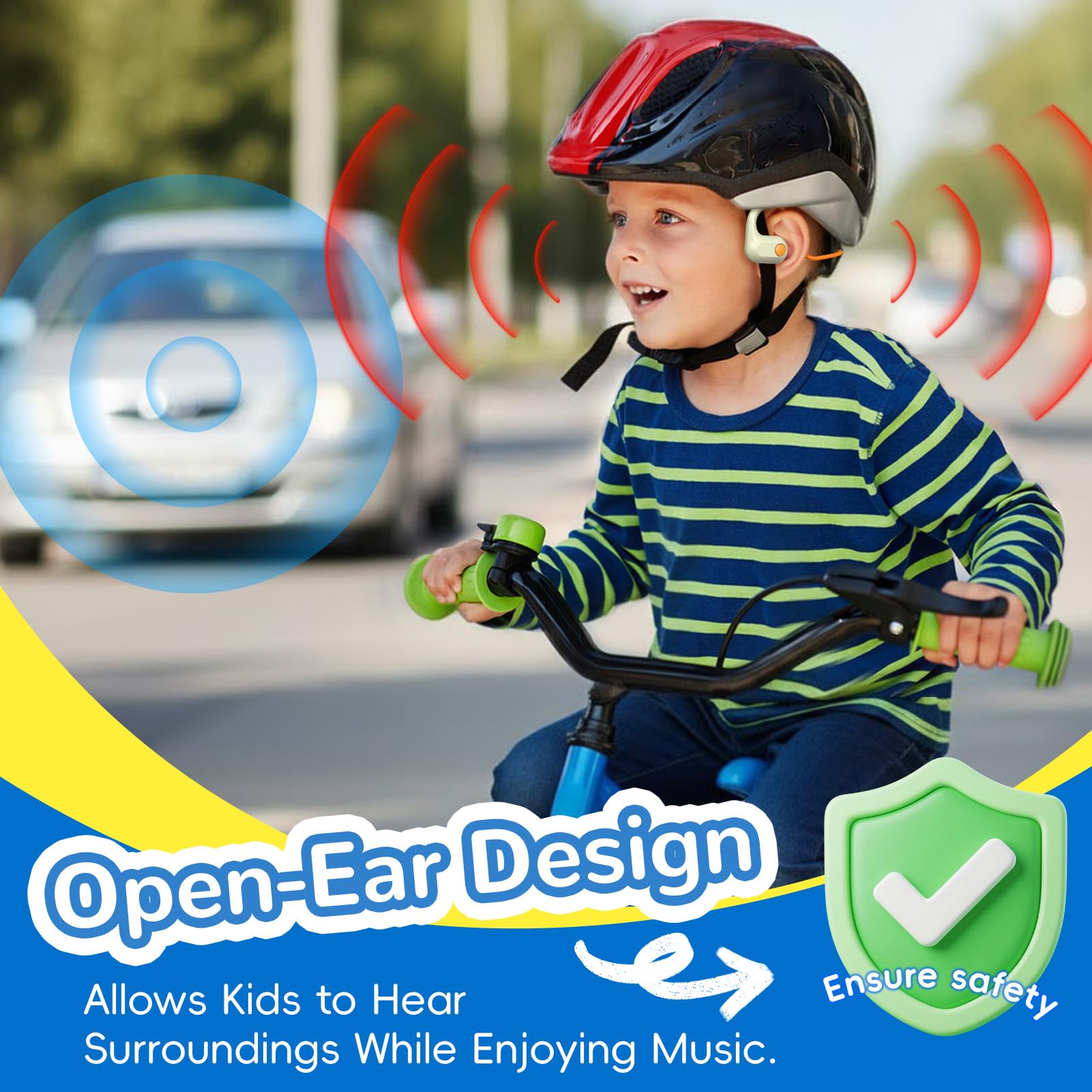 ANCwear Cuffie aperte per bambini, senza fili, Bluetooth 5.4, 17 g, leggere, IPX6, impermeabili, 24 ore di riproduzione per bambini e studenti