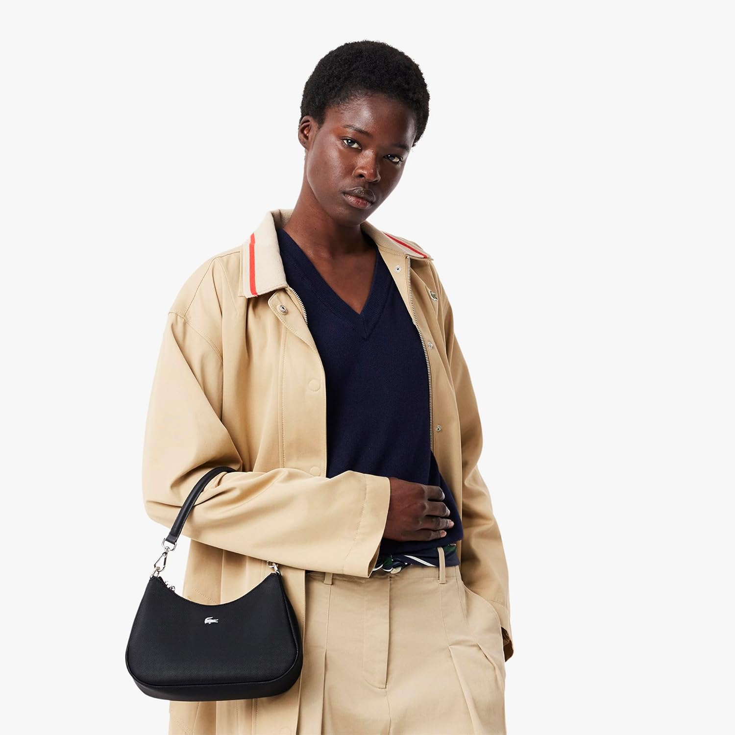 LACOSTE ブラック ボディバッグ　レザー　ブラック　ショルダーバック Lacoste - Brandclub - Lacoste Women's Daily City Shoulder Bag
