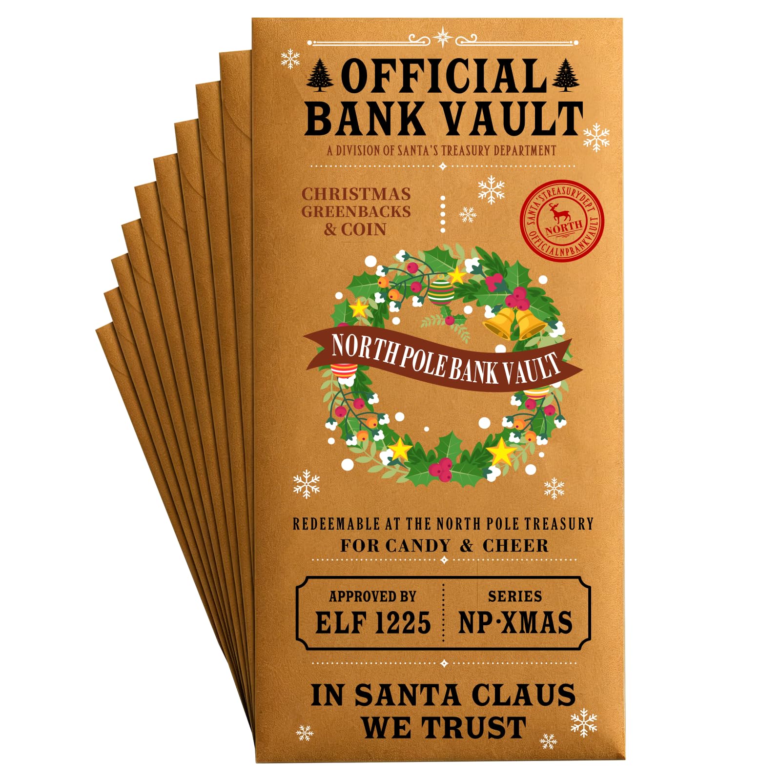 24 Packs Christmas Money Holders for Cash Gift Kraft Envelopes, 3.54" x 7.87" Christmas Money Cards Gifts 2026, Xmas Wreath Money Envelopes for Family Friends Cowokers Kids