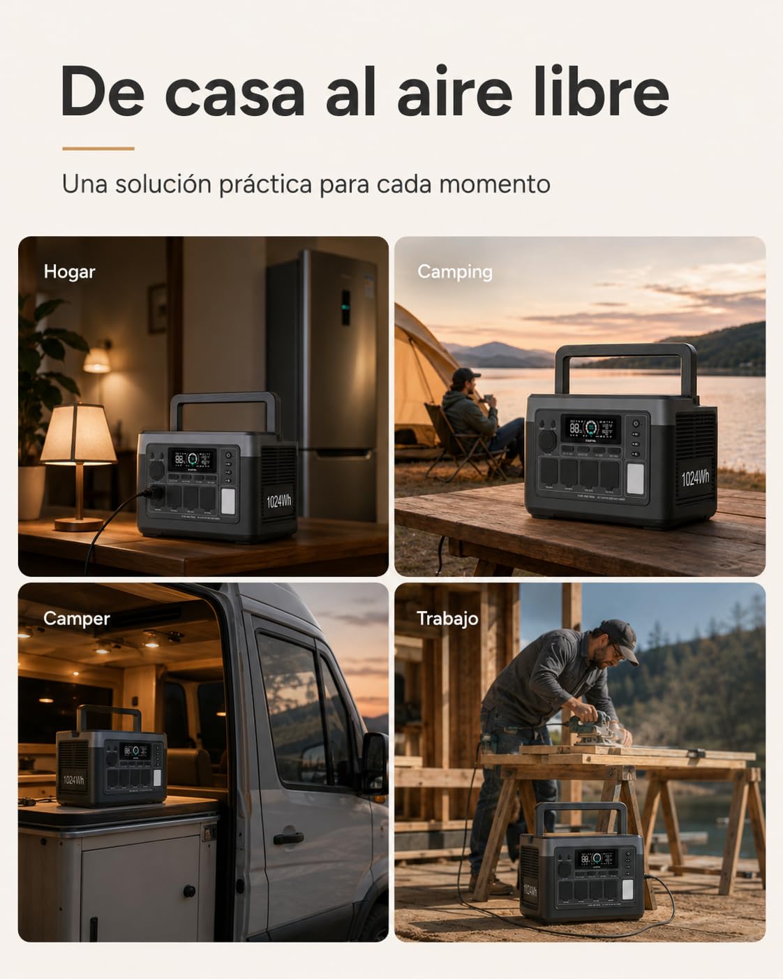 Oukitel P1000PLUS Estación de Energía Portátil 1024Wh 1800W, Batería LiFePO4, Energía de Respaldo para Hogar, SAI 10ms, Control por App, para Autocaravana y Camping