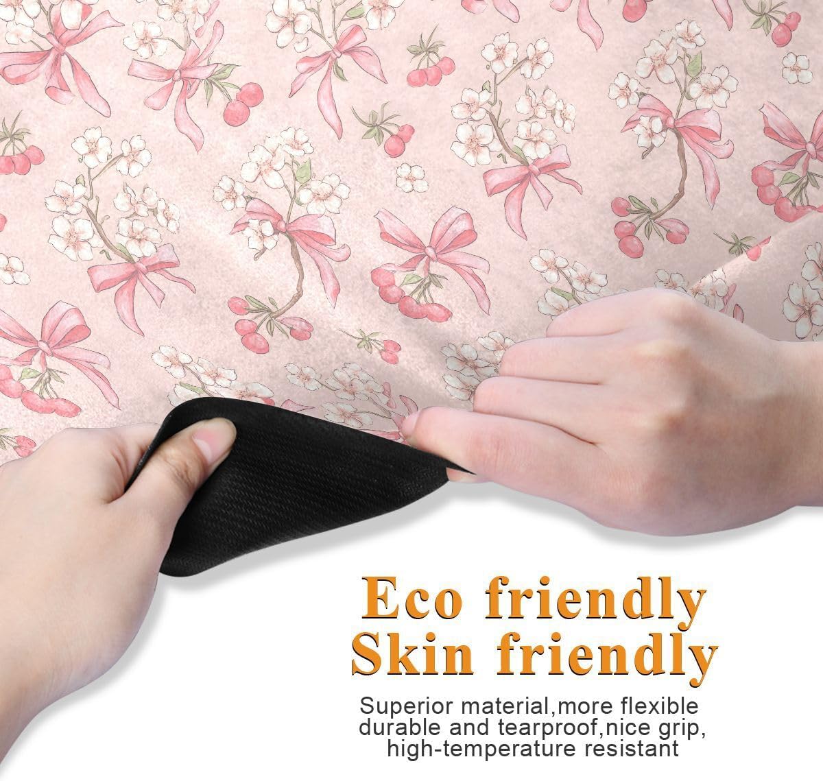 ALAZA Cherry Bow Floral Pattern Yoga Mat Non Slip Fitness Exercise Mat, Workout Mat for Yoga, Pilates and Floor Exercises