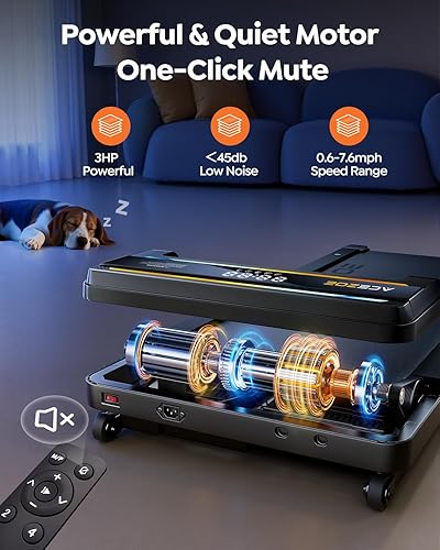 Miniatura 4 de Caminadora plegable con inclinación del 0-15% y barra de mango, cintas de correr de 3.0 HP para el hogar, caminadora debajo del escritorio con