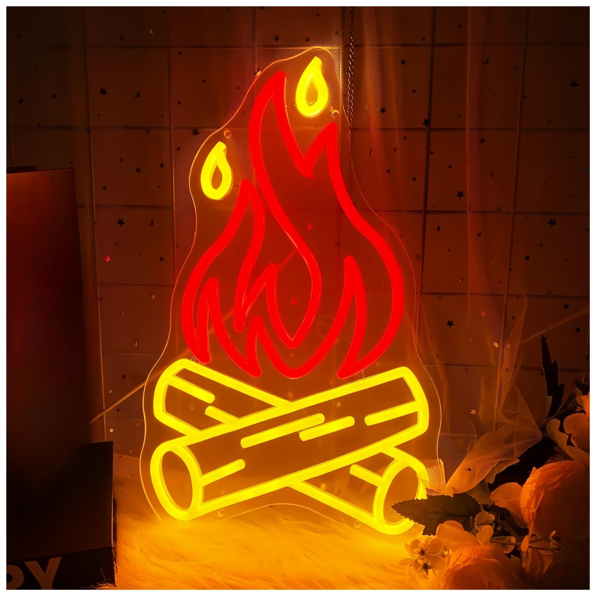 SHOUXI Sign Lamp Campfire Bonfire Neon Sign for Birthday Party Bedroom, Create A Unique Atmosphere 40X25cm
