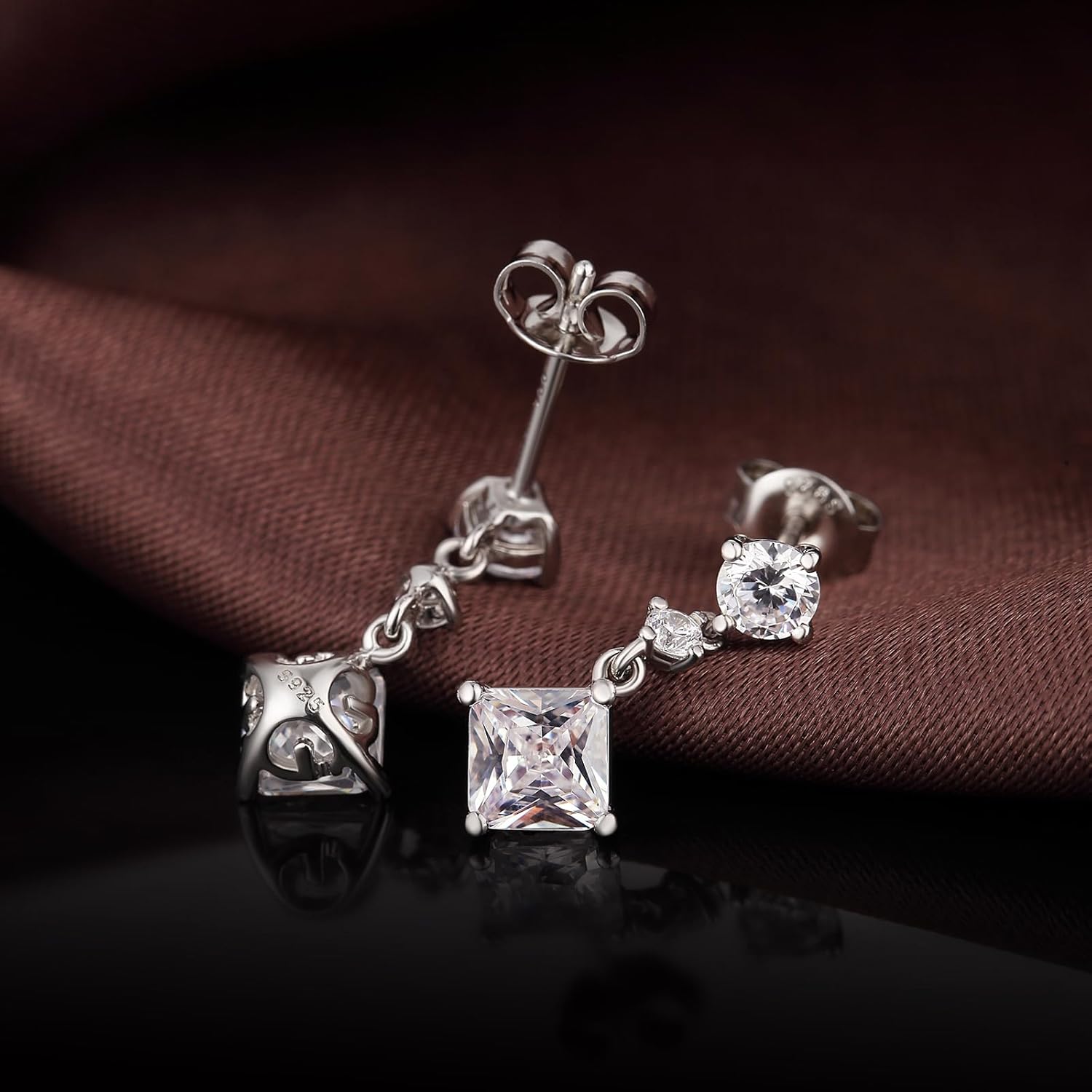 Jiamiaoi 18Kt Plated Sparkle Drop Earrings 925 Sterling Silver Teardrop Dangle Earrings 4A+ Cubic Zirconia for Women - Image 6