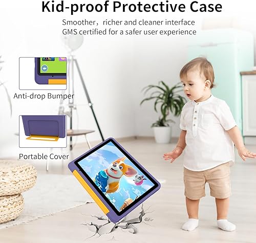 Miniatura 5 de PRITOM Tablet Android 15, tablet para niños de 10 pulgadas, control parental, 16 GB+64 GB+1 TB Expandir tabletas para niños, WiFi6, educativos,