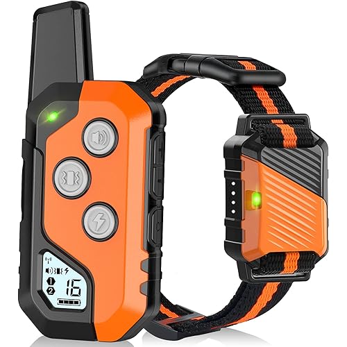 Dog Shock Collar, IP67 Waterproof Dog Training Collar with Remote, 3 Training Modes, Shock, Vibration and Beep, Rechargeable Electric Shock Collar for Large Medium Small Dog
