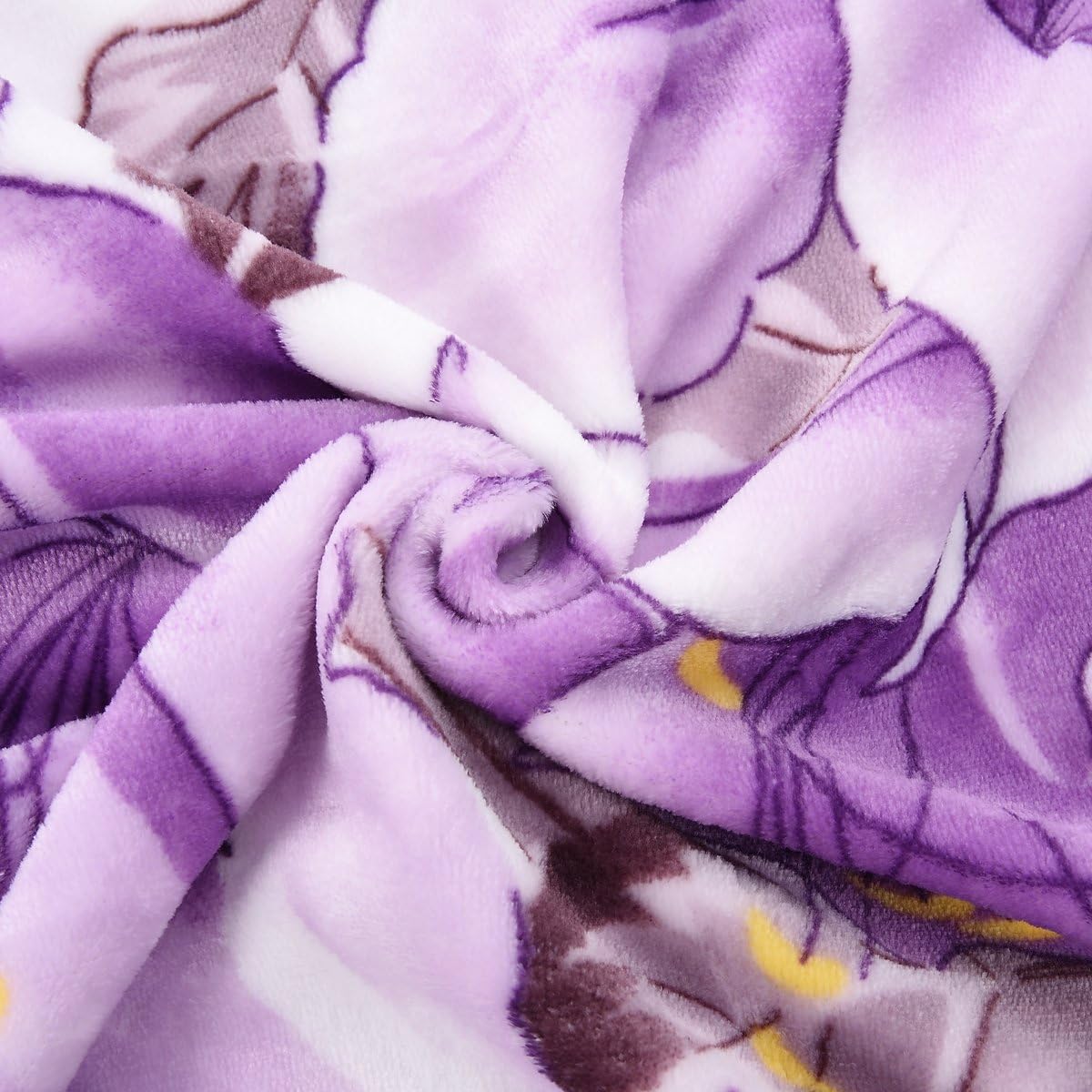 JML Plush Blanket Queen Size (90" x 90"), 300GSM Super Soft Warm Printed Flannel Fleece Blanket for Couch and Sofa, Purple Floral