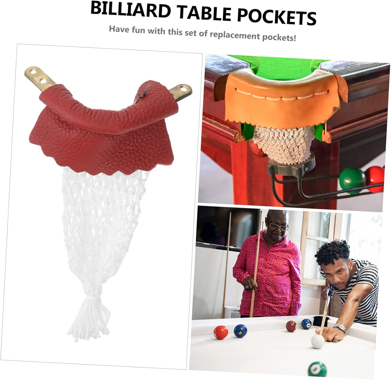 6pcs Billiard Pockets Replacement Nets Kit Durable Leather Pool Table Accessories for Snooker Easy Installation Fits Standard Tables
