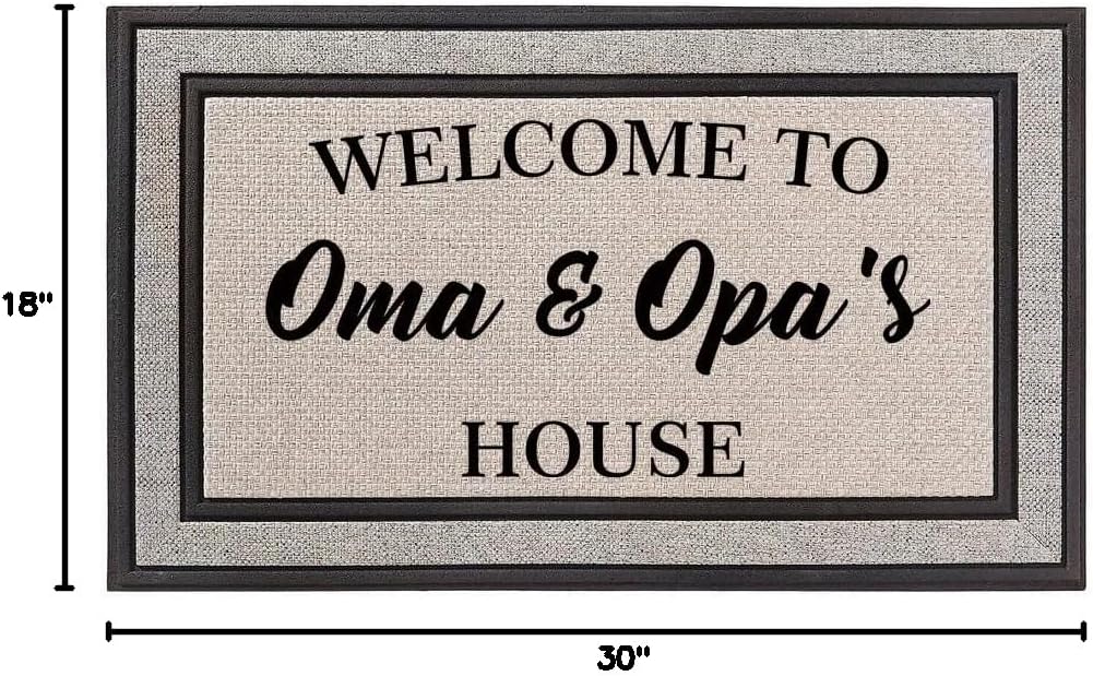 Daylor Outdoor Indoor Doormat 18" x 30" Gray/Beige/Black Rubber Backed Door Mat Welcome to Oma & Opa's House Grandma Grandpa Grandparents Grandmother Grandfather