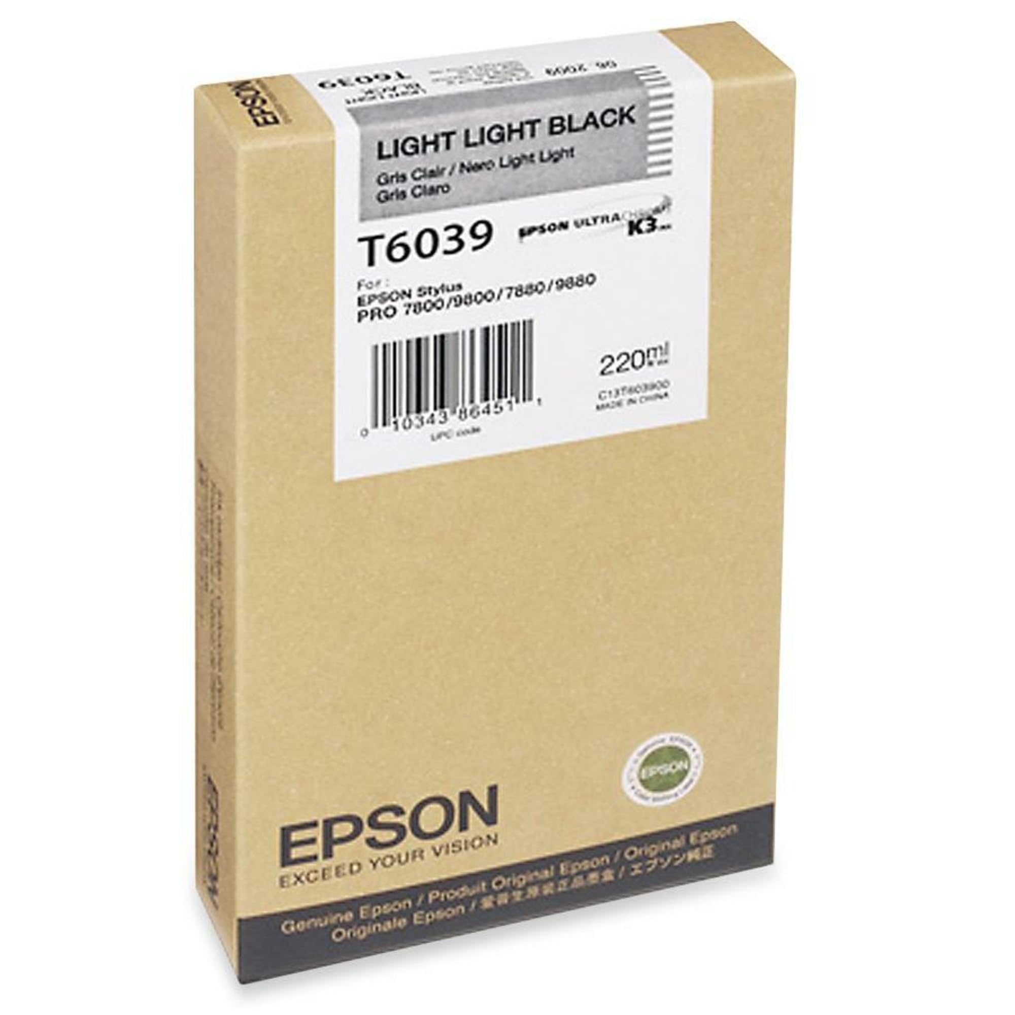 Epson Ink Cartridge for Stylus Pro, Light Black, Genuine, Amazon Dash Replenishment Ready
