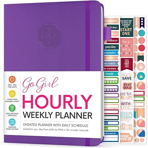 GoGirl Agenda semanal  Planificador de trabajo y vida por hora sin fecha con ranuras de tiempo  Organizador vertical para gestión diaria del tiempo