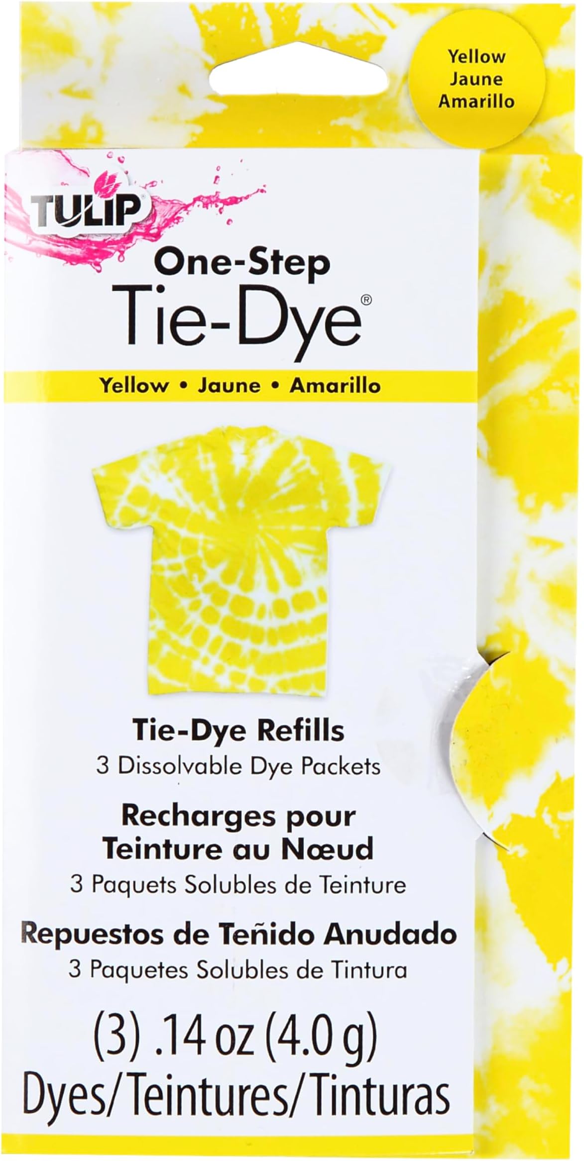 I Love To Create Tulip One-Step Dye Refills Yellow, Acrylic, Multicolour, 4.02x6.85x0.42 cm, 29036