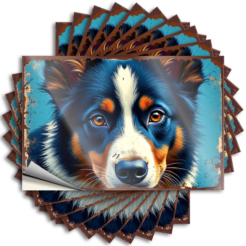 A Colorful Painting of A Dog's Face. Window Lover - Tiki Bar Accessories Saying Self Adhesive Sticker(6X9CM)