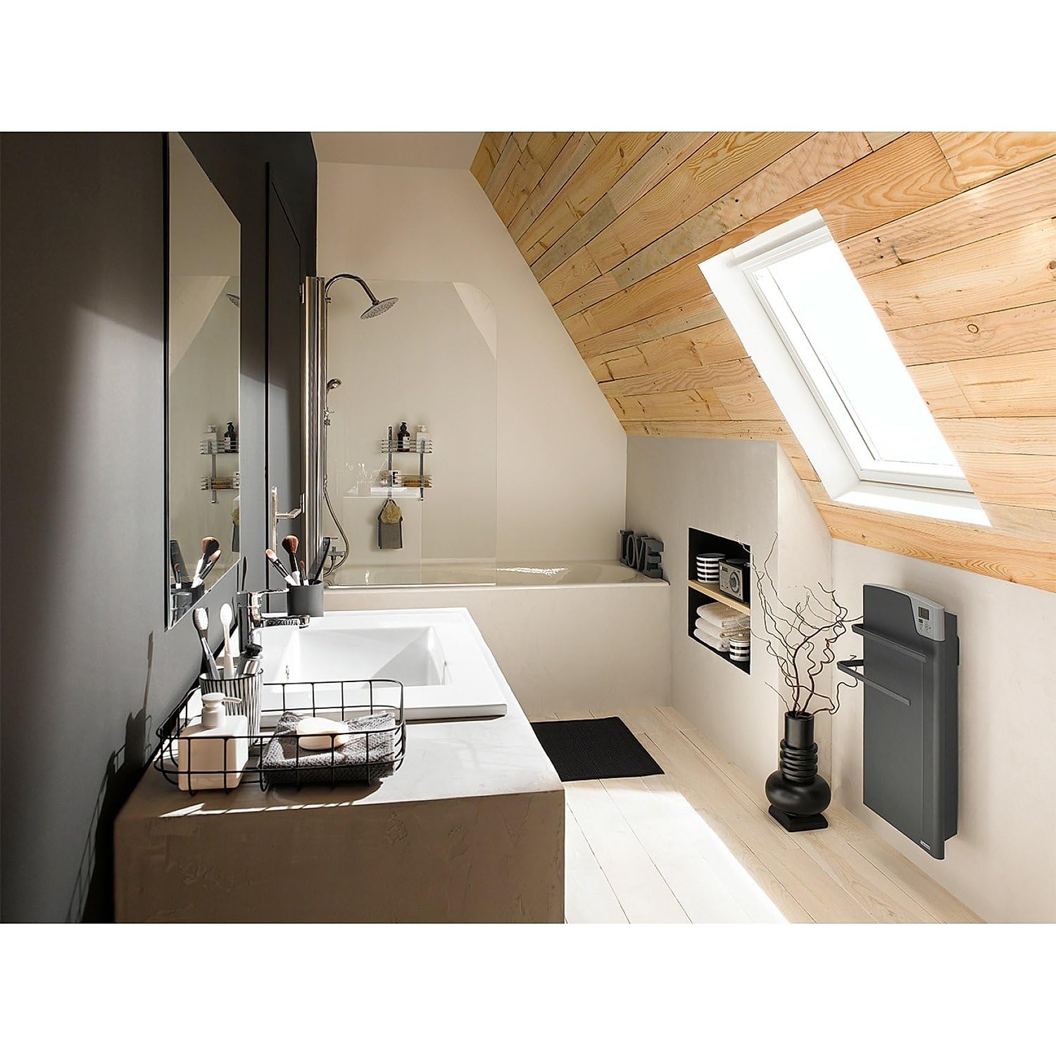 Sèche-serviette électrique Majorque soufflant 1400w gris ardoise