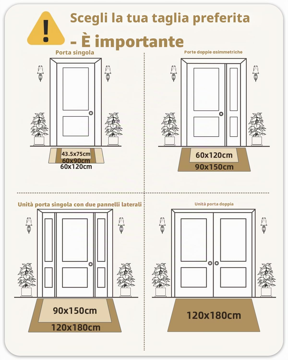 COLOR&GEOMETRY Zerbino Ingresso Impermeabile Antiscivolo, 60x90cm, Nero | Antiscivolo, Resistente, lavabile, zerbino ingresso per interno ed esterno