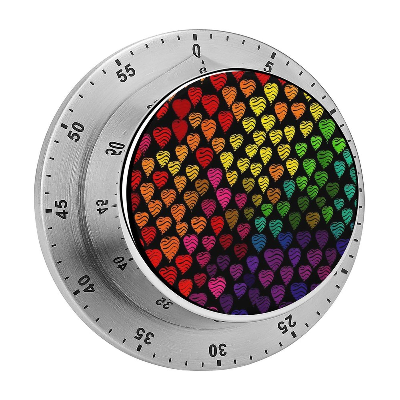 Gay Pride Rainbow Manual Countdown Timer with Magnetic Base Visual Mechanical Timer for Classroom Home Study and Cooking