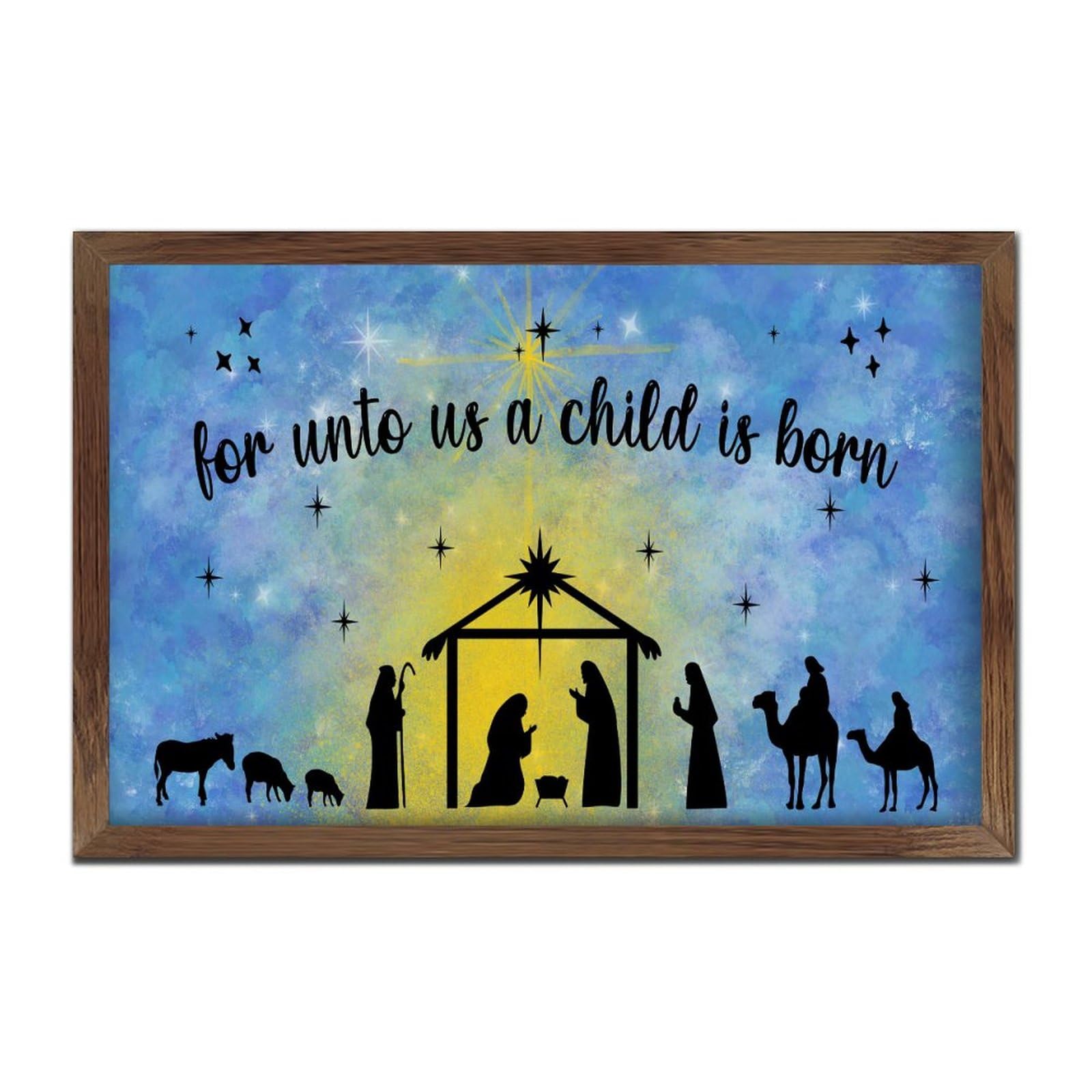 Panneau religieux en bois vintage Merry Christmas décoration murale de Noël catholique