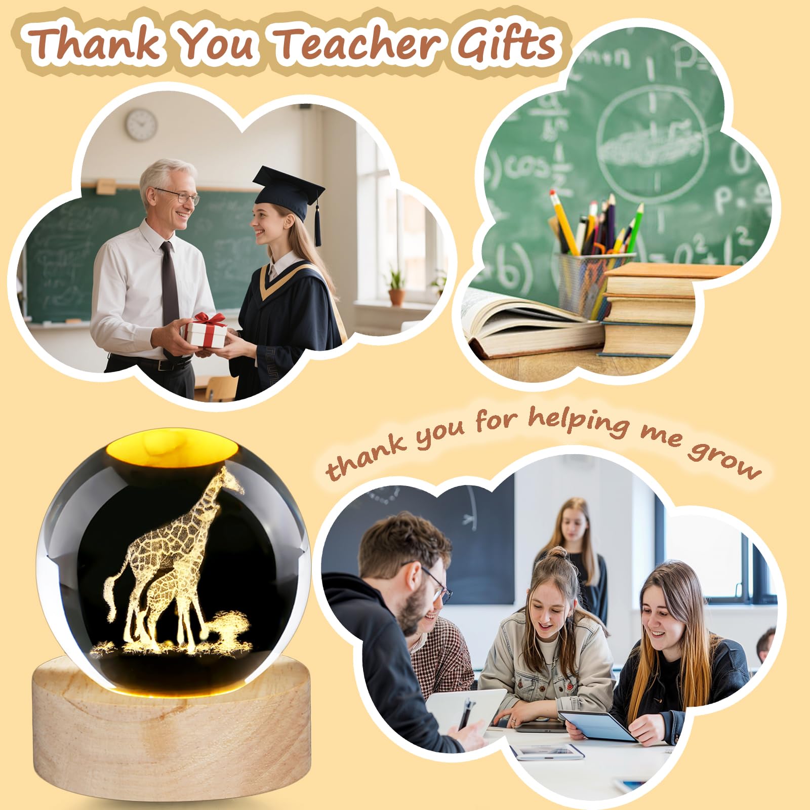 Boule de cristal en forme de girafe - Cadeaux pour femme - Ornements d'animaux en verre - Presse-papier - Cadeau pour femme et enseignante