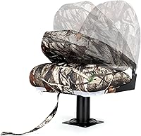 Vista 4 de Asiento plegable para barco con respaldo alto de camuflaje, asientos de barco de pesca, tornillos de acero inoxidable incluidos, camuflaje/carbón