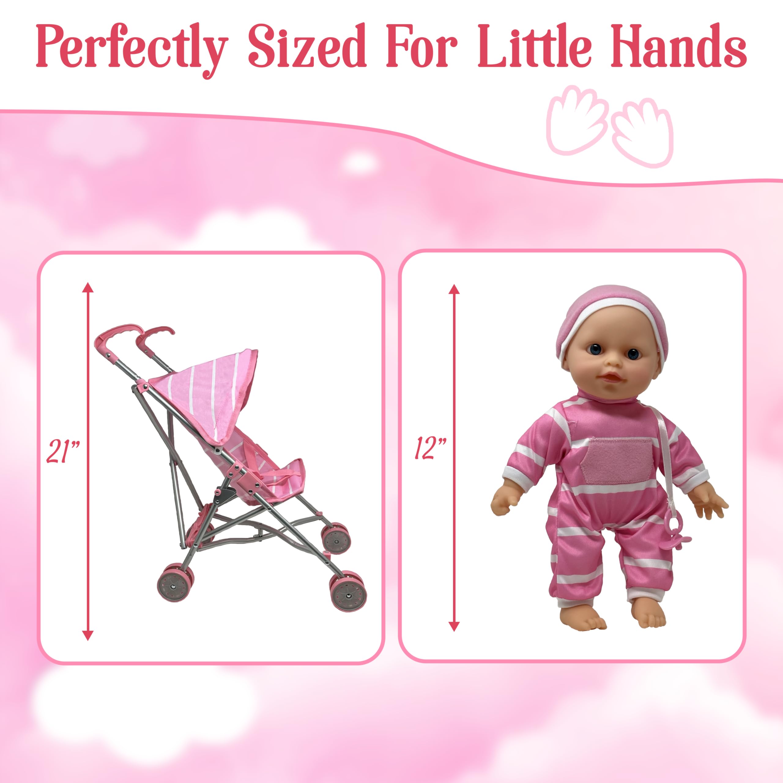 Baby Doll with Stroller Set - 12