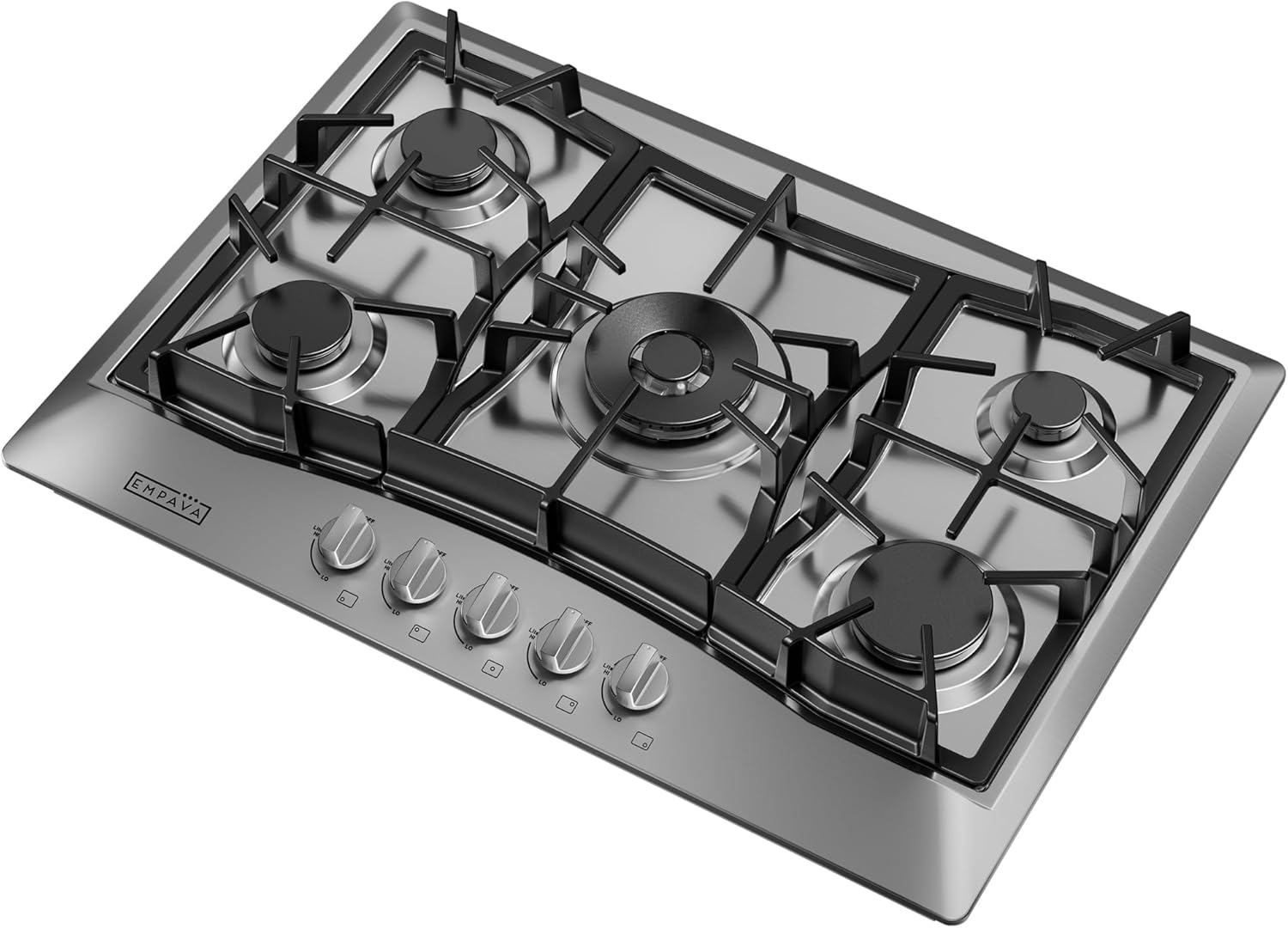 Empava 30 in. Gas Stove Cooktop with 5 3rd Gen Italy Sabaf Sealed Burners in Stainless Steel, 30 Inch