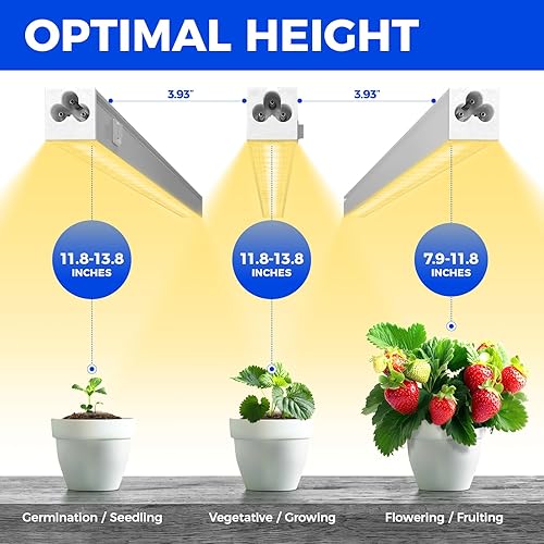 Miniatura 14 de Barrina Luces de cultivo para plantas de interior, espectro completo, 4 pies 160 W (8 x 20 W), tira de luz LED de cultivo para inicio de semillas