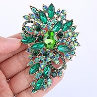 Vista 3 de Broche EVER FAITH para ramo con hojas y flores de cristal austriaco para mujer