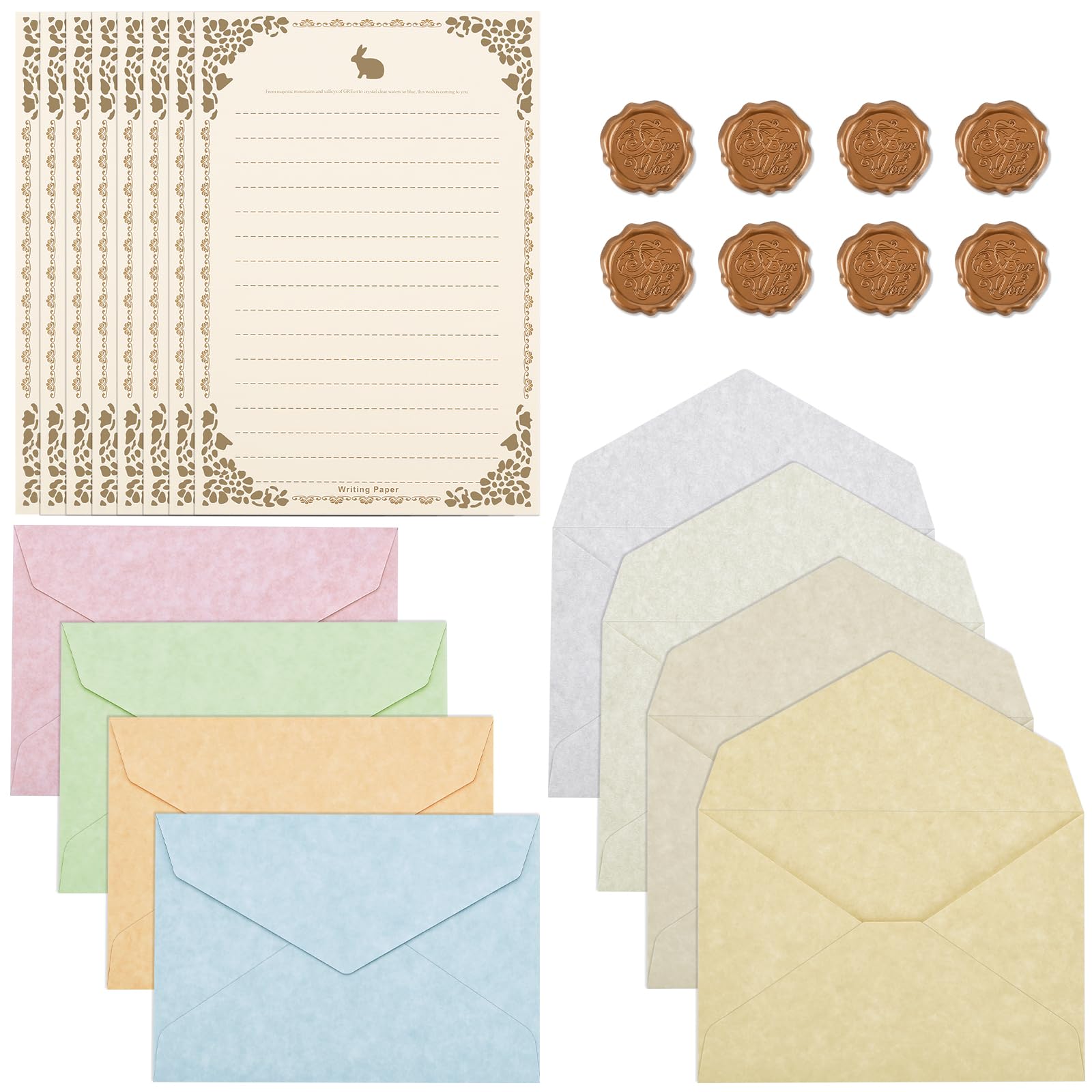 BAYTORY 24Pcs Stationery Paper and Envelopes Set, Love Letter Papers Letter Writing Kit, Aesthetic A6 Vintage Envelopes, Letter Writing Stationery for