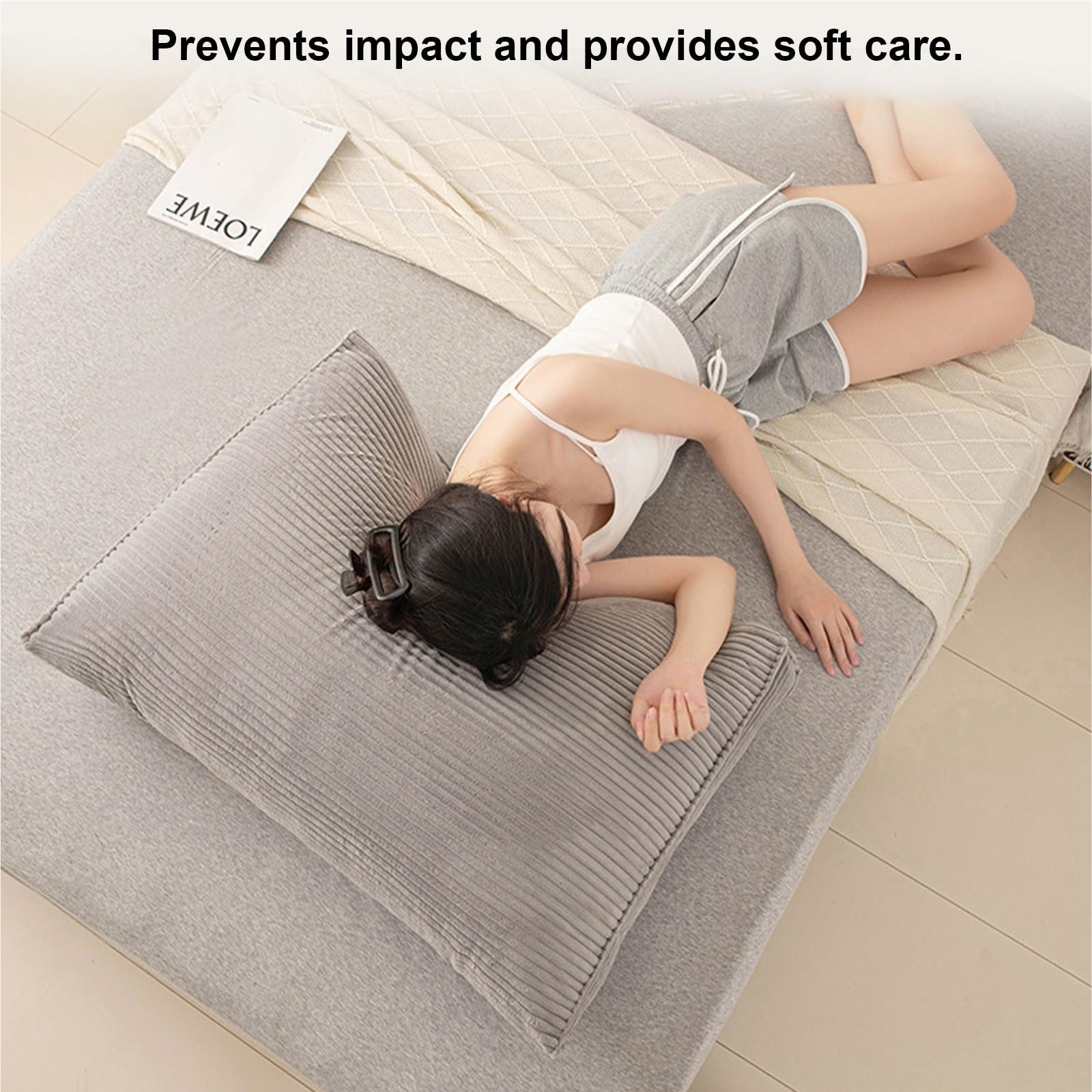 NEPHRA Respaldo Cama y Sofá, Cojín de Lectura para Cama, Cojines Grandes con Cubierta Renovable, Extra Grueso, Antideslizante, Algodón PP, para Relajarse y Leer(Light Gray,70x55x18 cm 1pc)