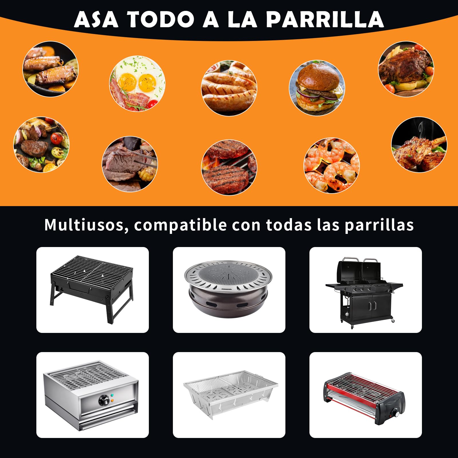 Plancha universal de acero inoxidable, 37 x 26 cm, universal, apta para barbacoa de gas Weber y barbacoa de carbón, rectangular, universal y maciza