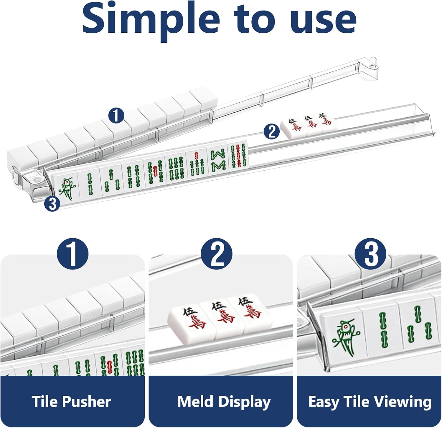 Mahjong Racks with Pushers,4-Pack Mahjong All-in-One Tile Rack and Pusher,Clear Acrylic American Mahjong Accessories,for American Mahjong