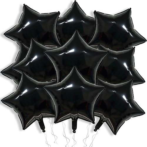 KALOR Globos de Mylar de estrella negra de 18 pulgadas, 10 globos de helio en forma de estrella para bodas, baby shower, decoraciones de fiesta de