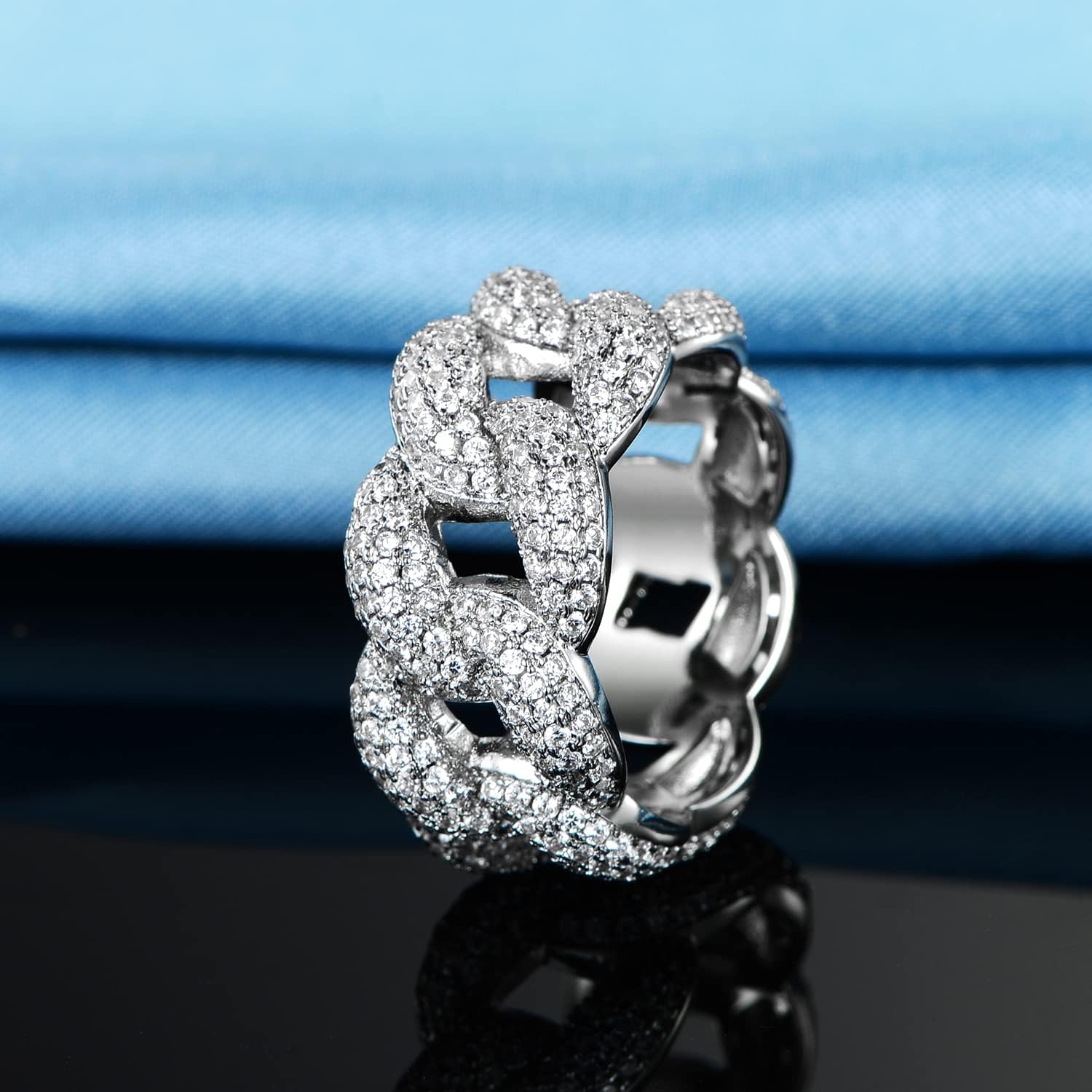 Gemsme 14K Gold Plated Cubic Zirconia Cuban Statment Ring for Women Size 5-10