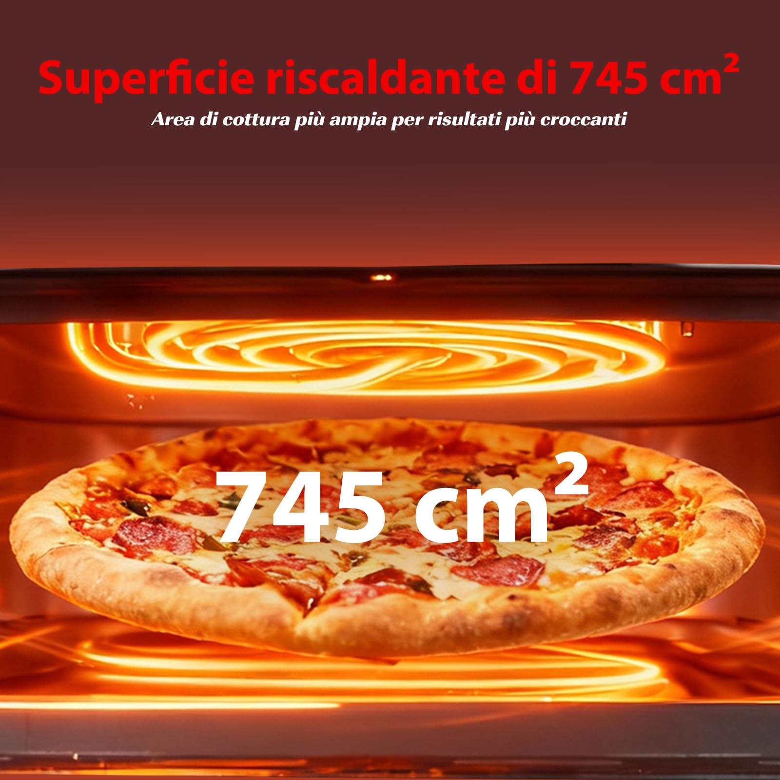 Aigostar Friggitrice ad Aria XXL 745cm² Surface, 2200W Silenzioso Extra-Crisp Technologie + Doppia Resistenza, 11 Programmi (Pizza Surgelata), Touchscreen, Finestra Illuminata, Interno Metallico, Nero
