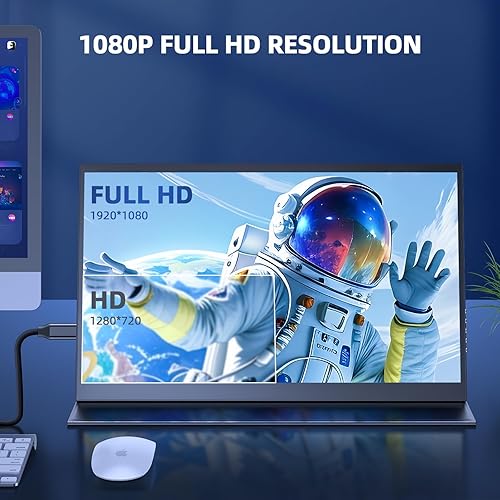 Miniatura 5 de Newsoul Pantalla táctil de monitor portátil de 14 '' con soporte de monitor portátil plegable ajustable