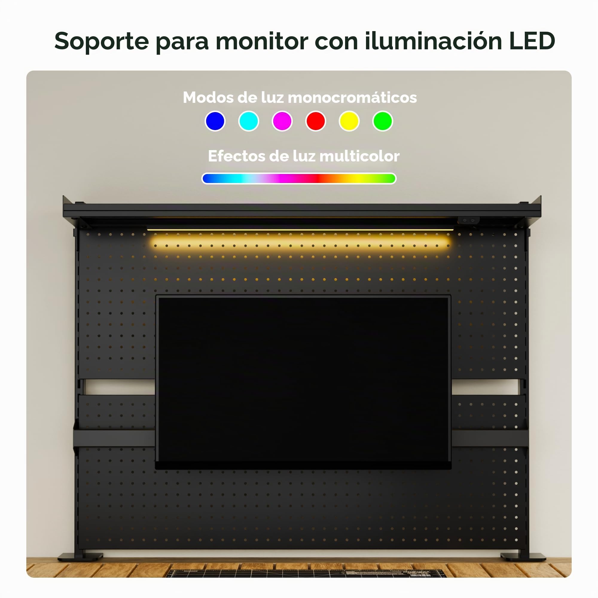 EUREKA ERGONOMIC Tablero de clavijas de escritorio, tablero de clavijas de acero con soporte para monitor doble, accesorios de escritorio de computadora para oficina, panel de privacidad para