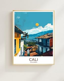 Cali Colombia Travel Poster Vibrant Colombian Cityscape Wall Art Tropical South America Decor For Home Or Office