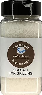 REAL Sea Salt small COARSE For GRILLING and BBQ from the CARIBBEAN, 16 Oz, 1 pound, CLEAN, 100% ORGANIC and NATURAL, salt for Brazilian Grilling or Argentinian Churrasco, Gourmet Salt, All Natural Salt, rich salty flavor.