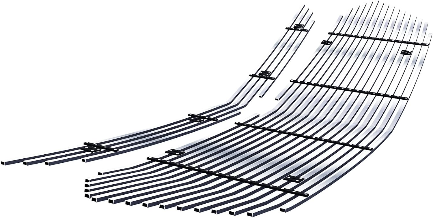 APS Compatible with Chevy Traverse 2018-2021 Main Upper Stainless Steel Chrome Polished 8x6 Horizontal Billet Front Grill Grille Insert C65193S